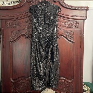 Elegant Black Sequin Midi Dress